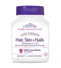 Вітаміни для шкіри нігтів та волосся 21st Century Hair Skin & Nails Extra Strength 90tabs